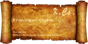 Kroninger Csaba névjegykártya