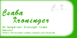 csaba kroninger business card